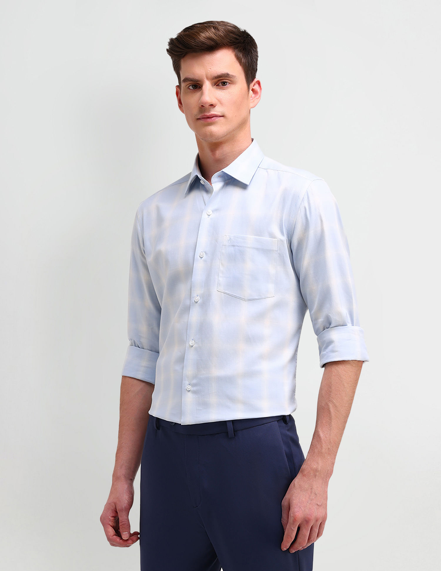 Arrow Manhattan Slim Fit Windowpane Checked Shirt