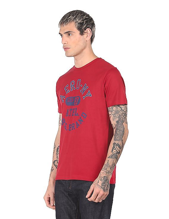 Buy Aeropostale Men Red Crew Neck Brand Print T-Shirt - NNNOW.com