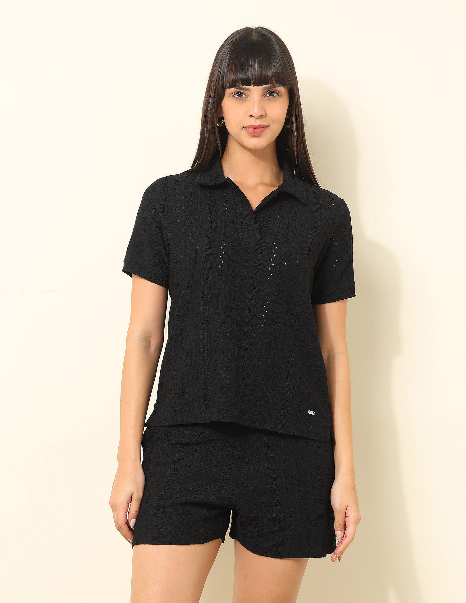 U.S. Polo Assn. Women Relaxed Fit Textured Co-Ords