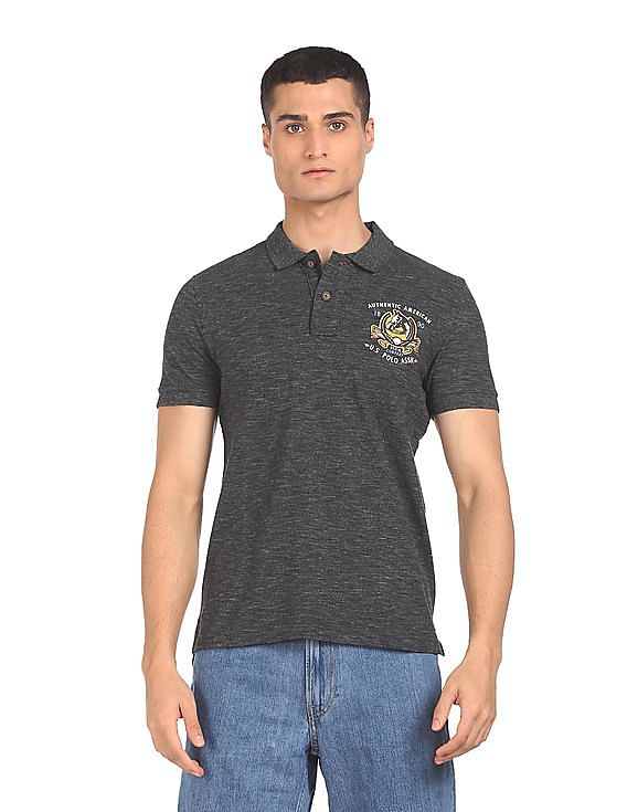 U.S. Polo Assn. Denim Co. Brand Print Heathered Polo Shirt
