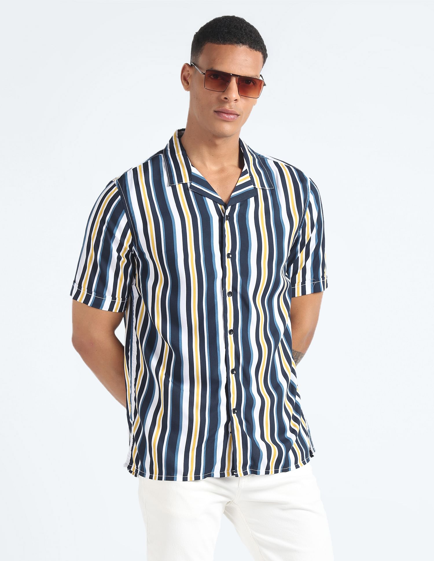 Flying Machine Vertical Stripe Slim Shirt