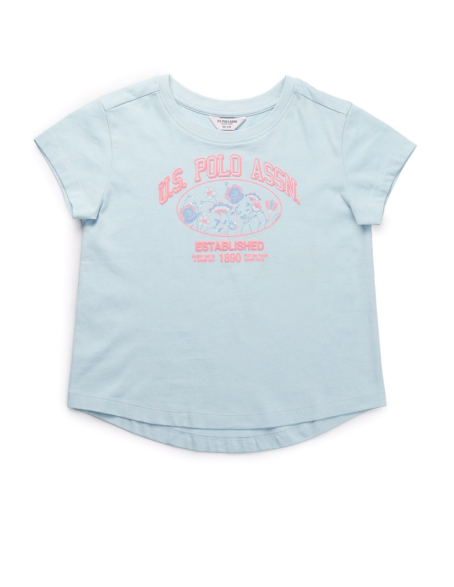 U.S. Polo Assn. Kids Girls Neon Graphic Print T-Shirt