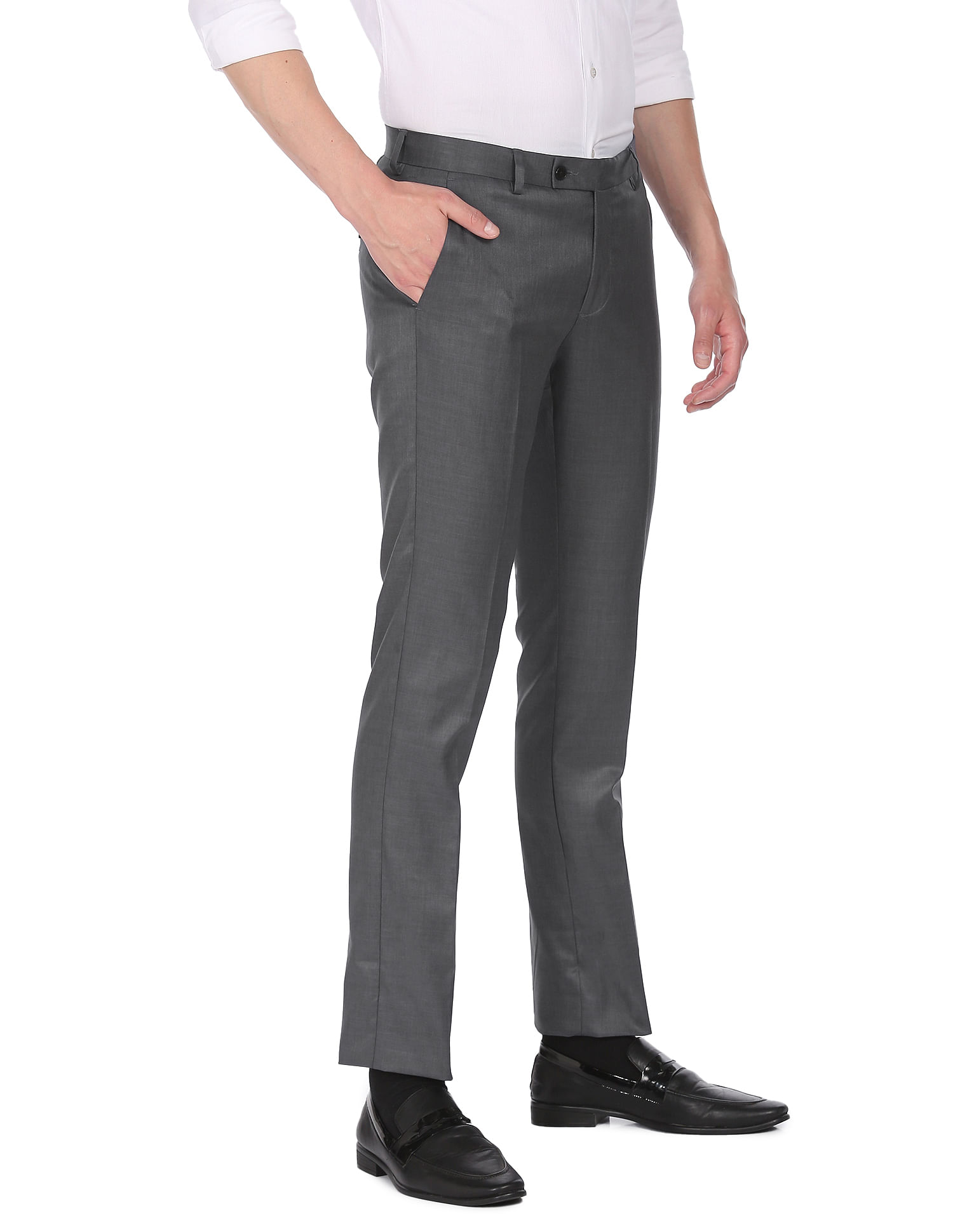 Buy Arrow Solid Twill Trousers - NNNOW.com