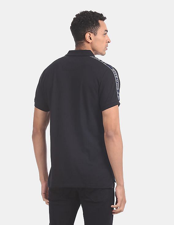 U.S. Polo Assn. Black Brand Taping Patterned Knit Polo Shirt
