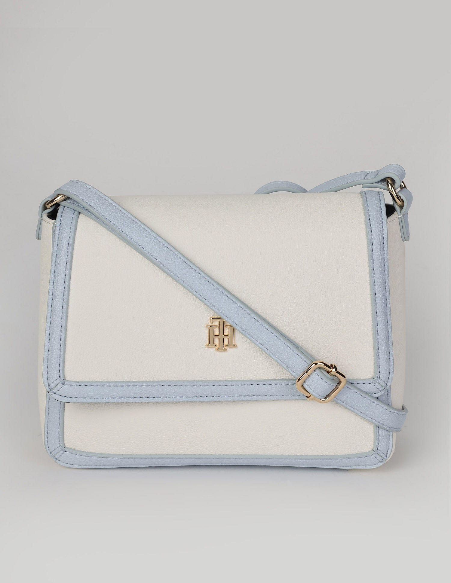 Tommy Hilfiger Solid Blue Pu Sling Bag