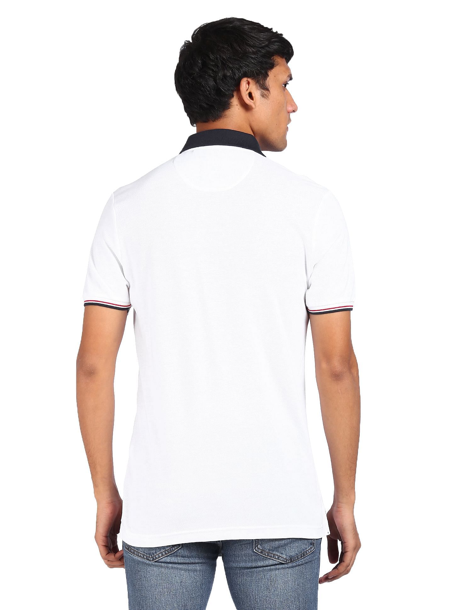 AD by Arvind Cotton Solid Polo Shirt