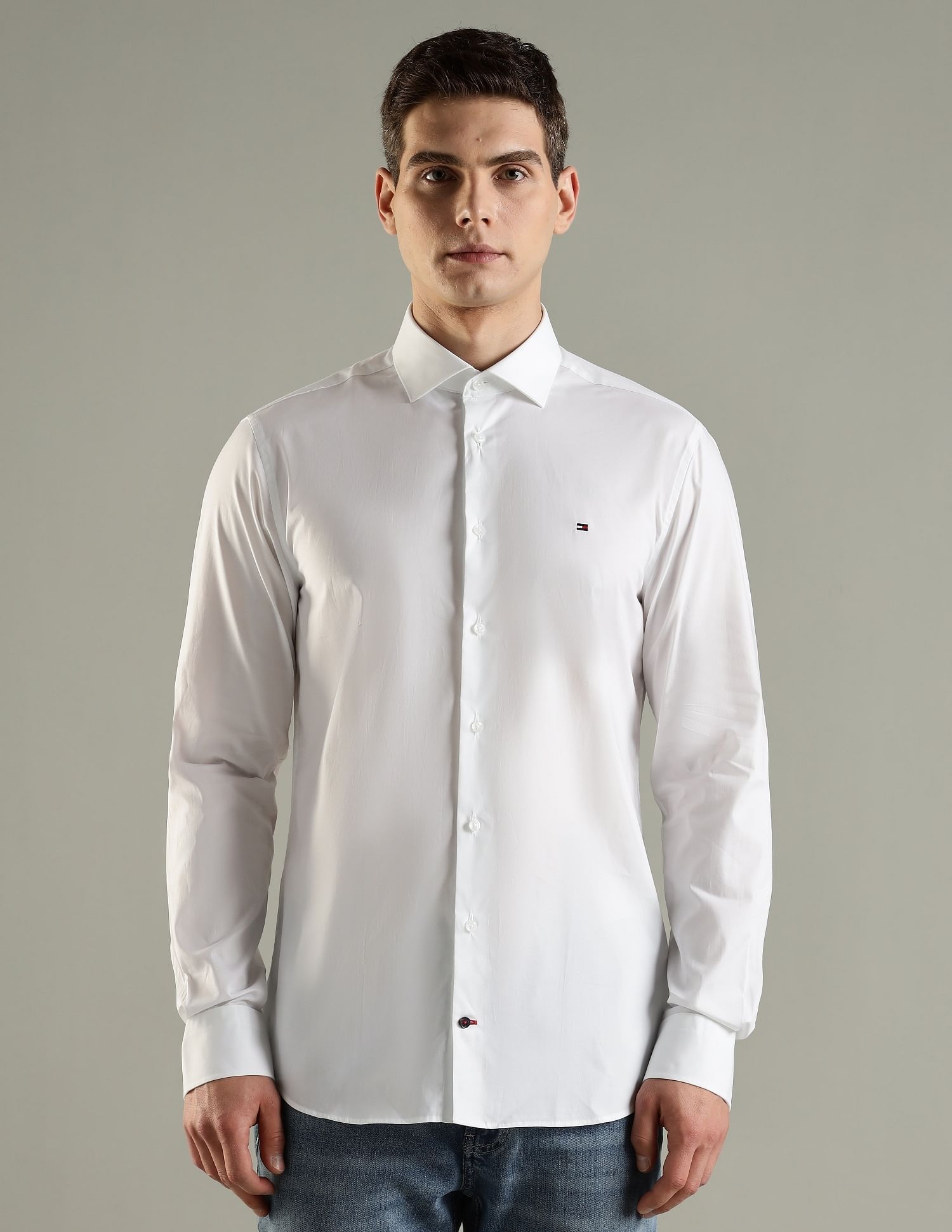 Tommy Hilfiger Solid Slim Fit Cotton Shirt