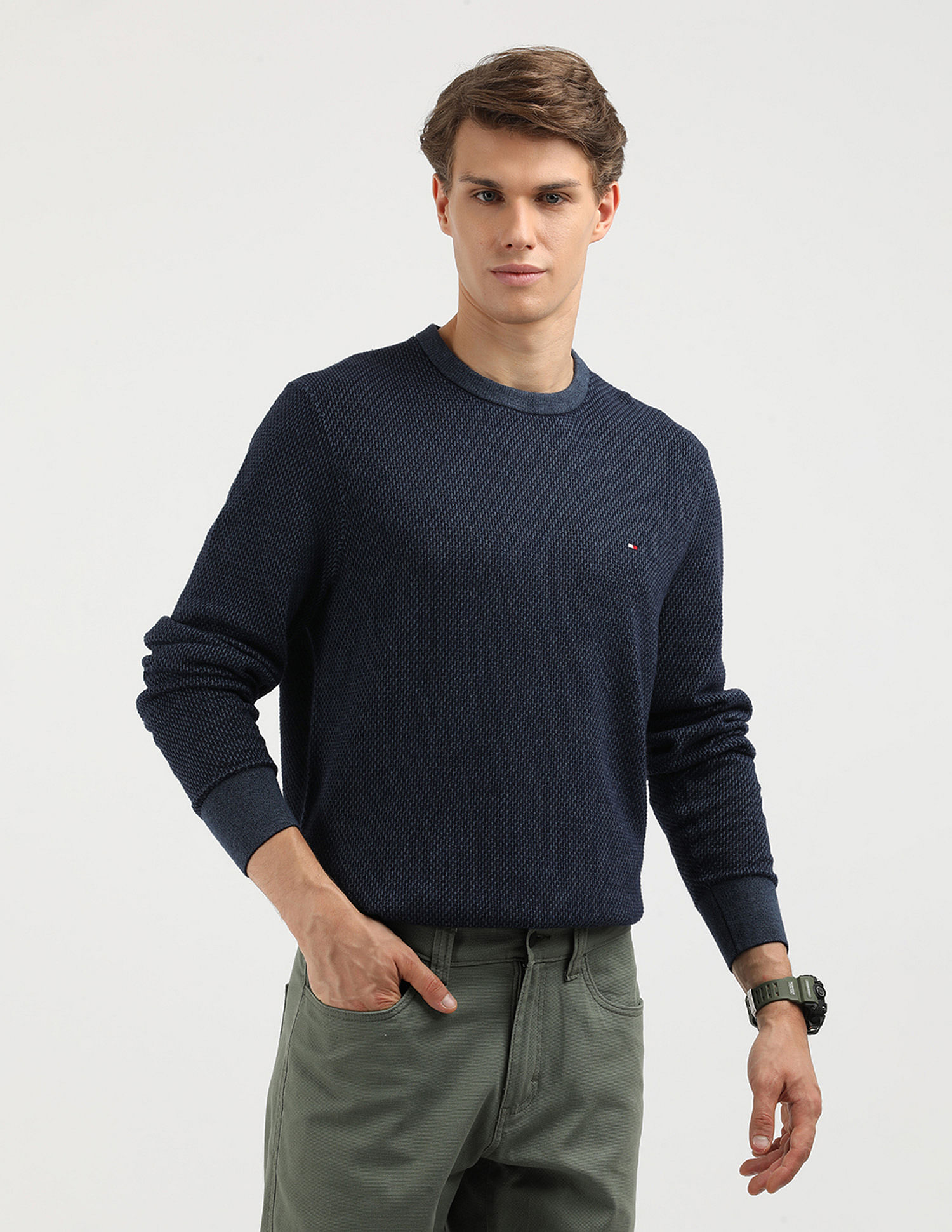 Tommy Hilfiger Pima Organic Cotton Cash 2 Tone Sweater