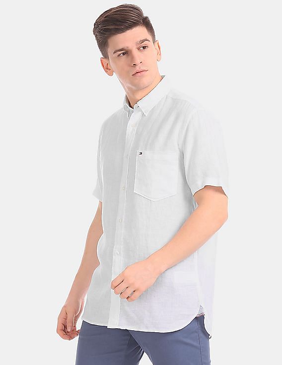 Tommy hilfiger white clearance linen shirt