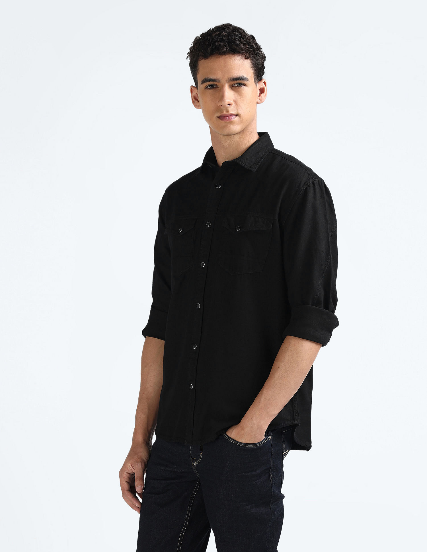 Flying Machine Chambray Weave Cotton Shirt