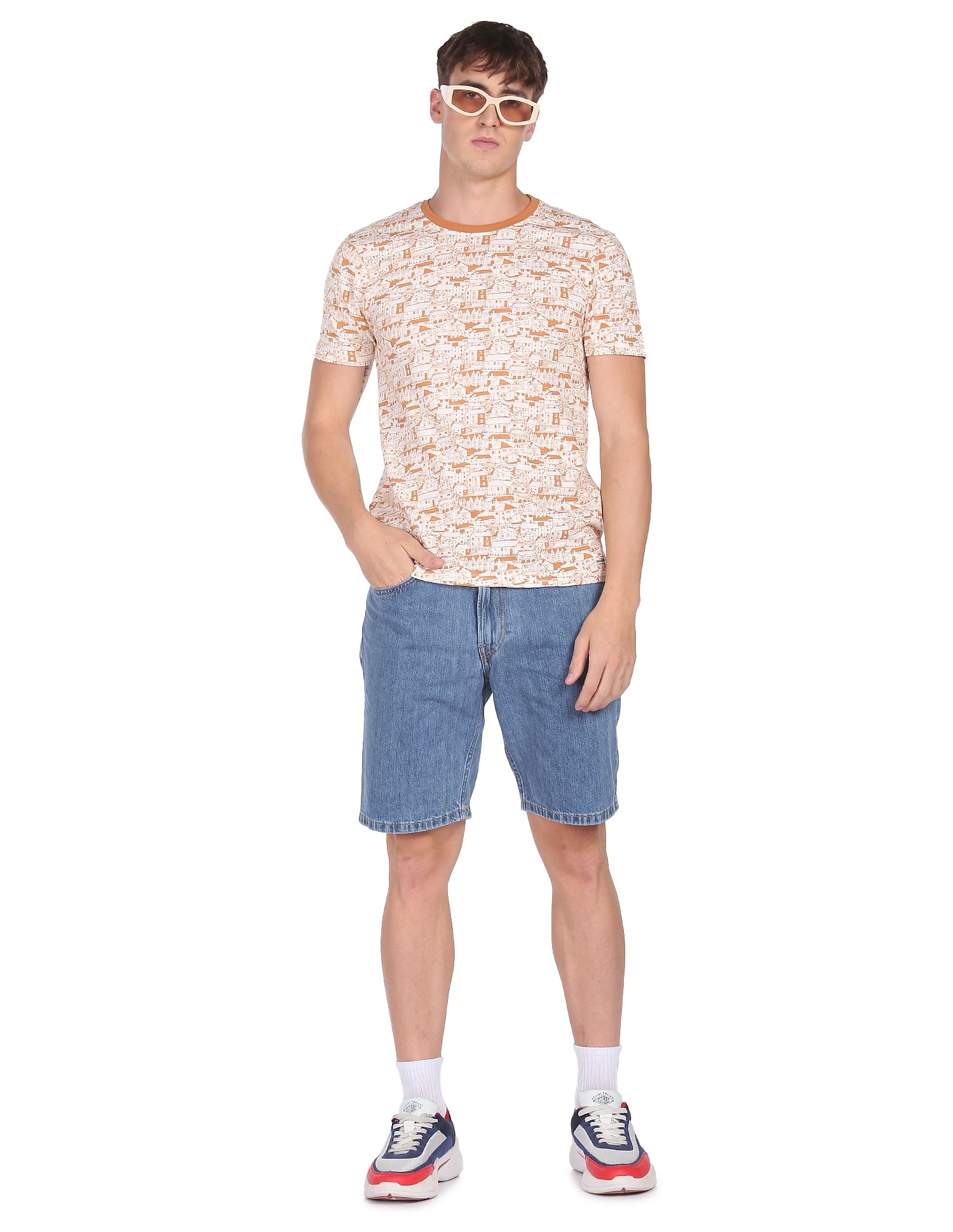 Flying Machine All Over Print Cotton T-Shirt