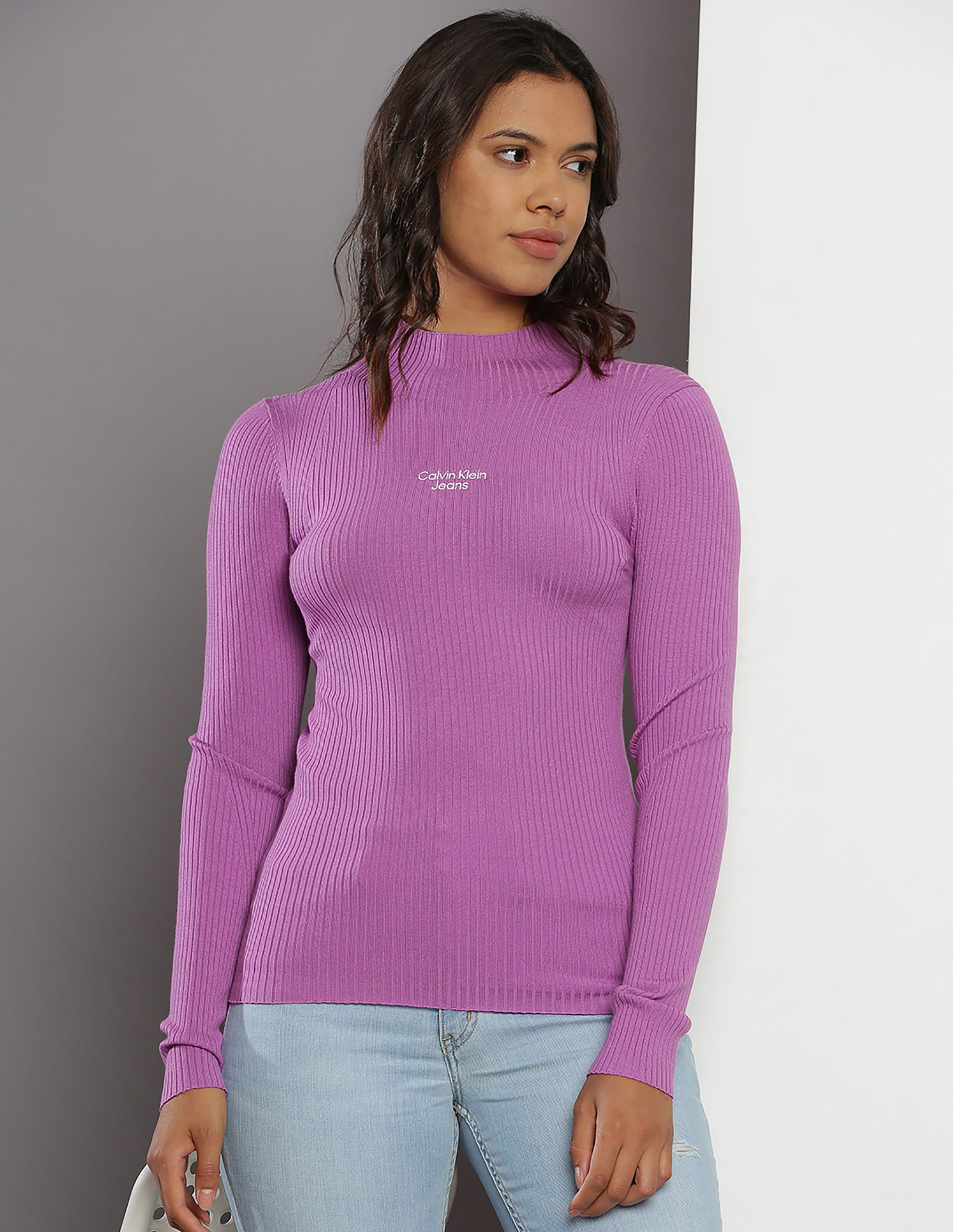 Calvin klein purple sweatshirt best sale