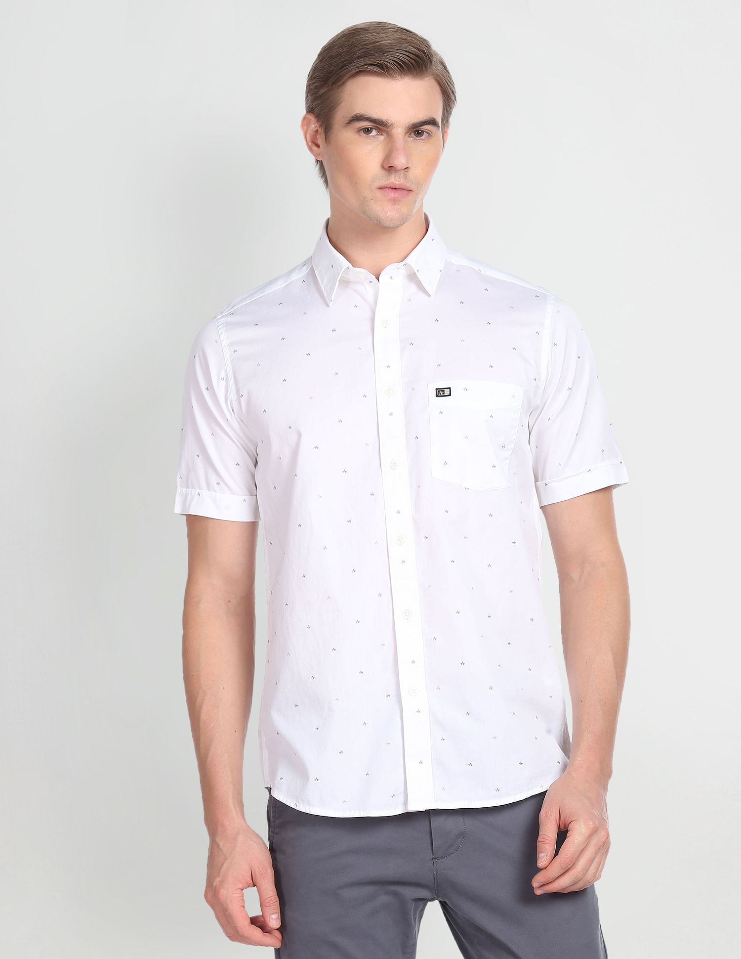 Arrow Sports Brand Print Twill Casual Shirt