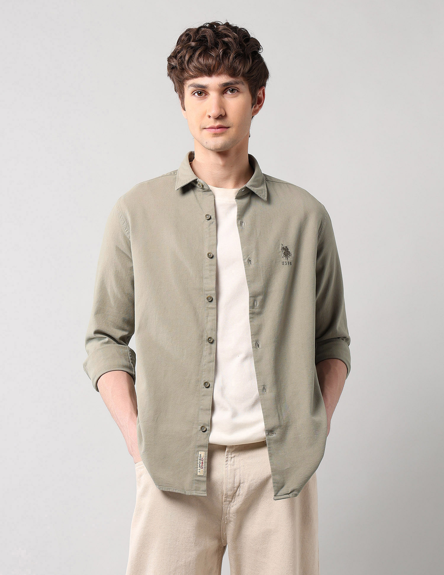 U.S. Polo Assn. Denim Co. Pure Cotton Regular Fit Dobby Shirt