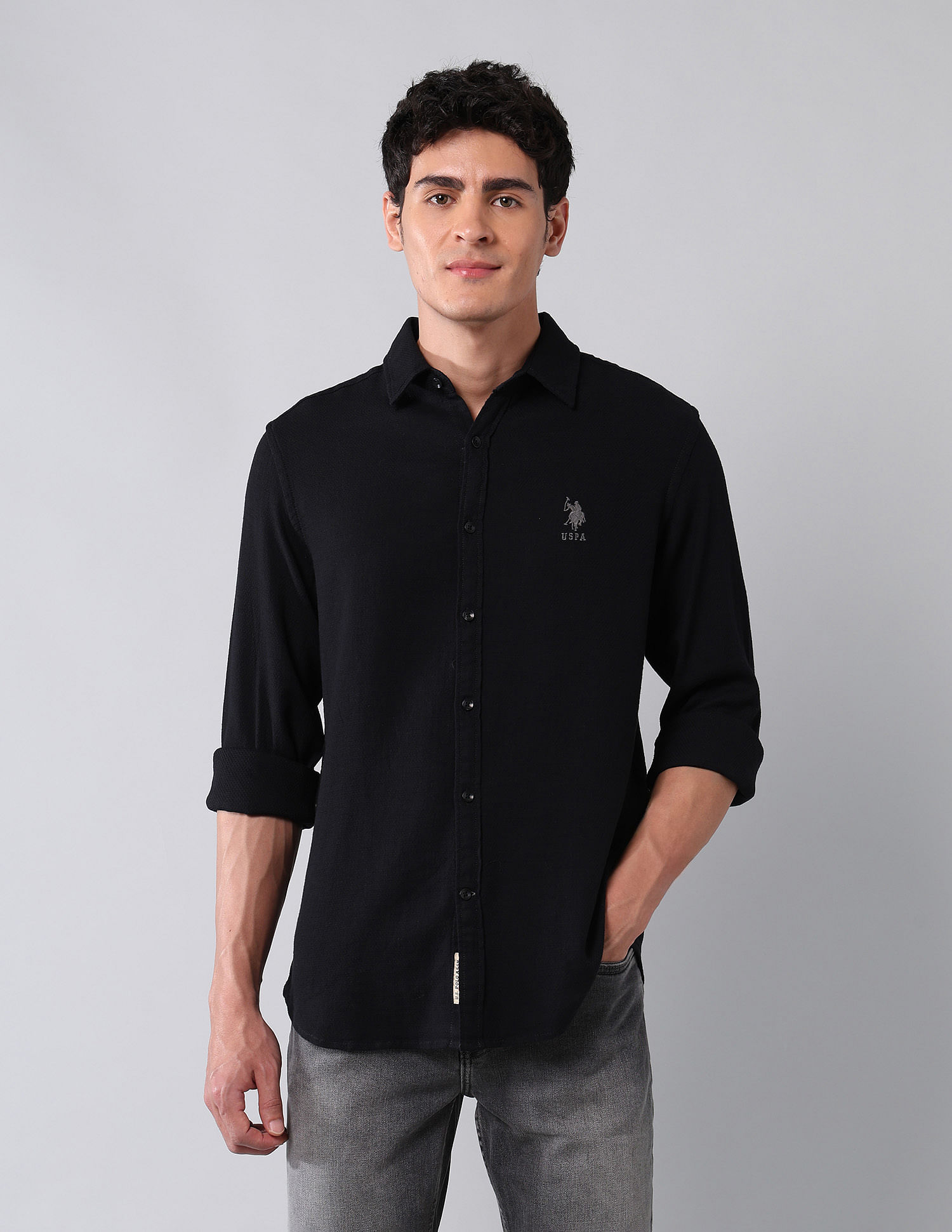 U.S. Polo Assn. Denim Co. Pure Cotton Regular Fit Dobby Shirt