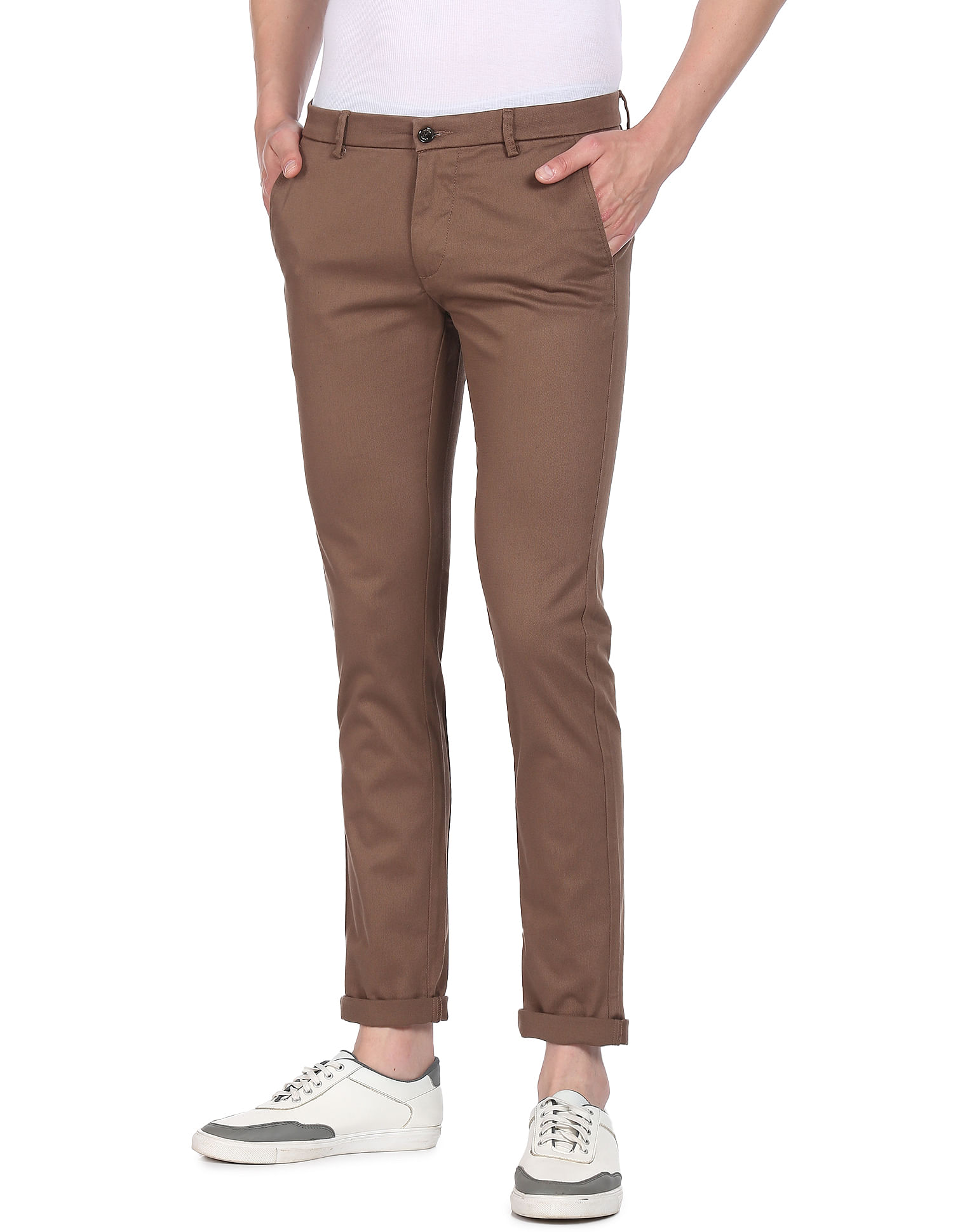 Buy U.S. Polo Assn. Twill Austin Trim Fit Solid Casual Trousers - NNNOW.com