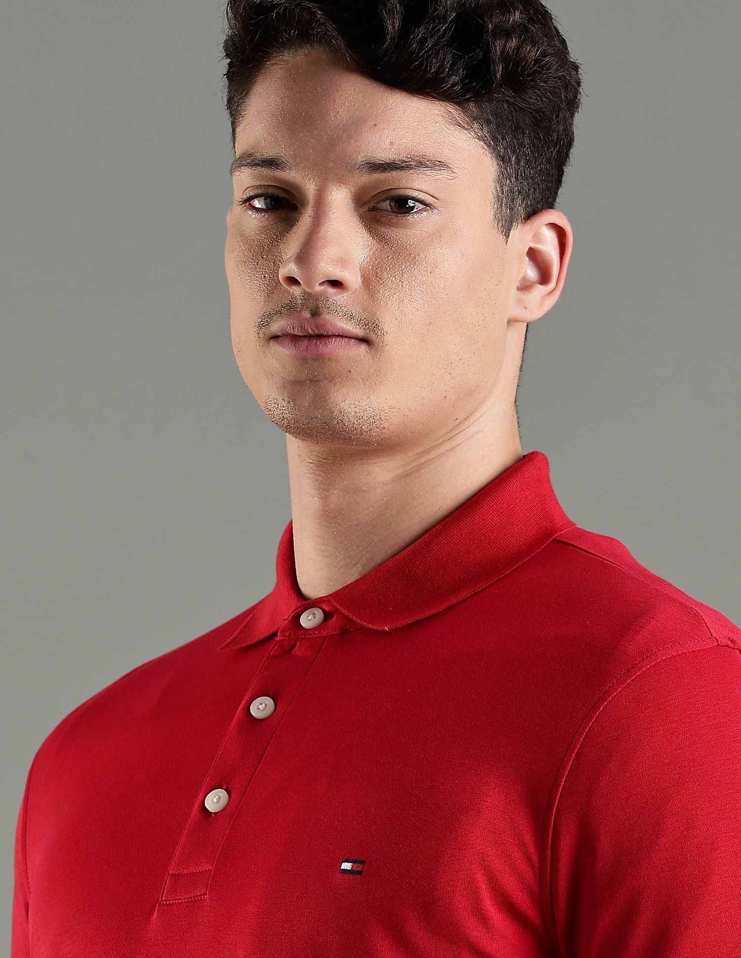 Tommy Hilfiger Solid Slim Fit Cotton Polo T-Shirt