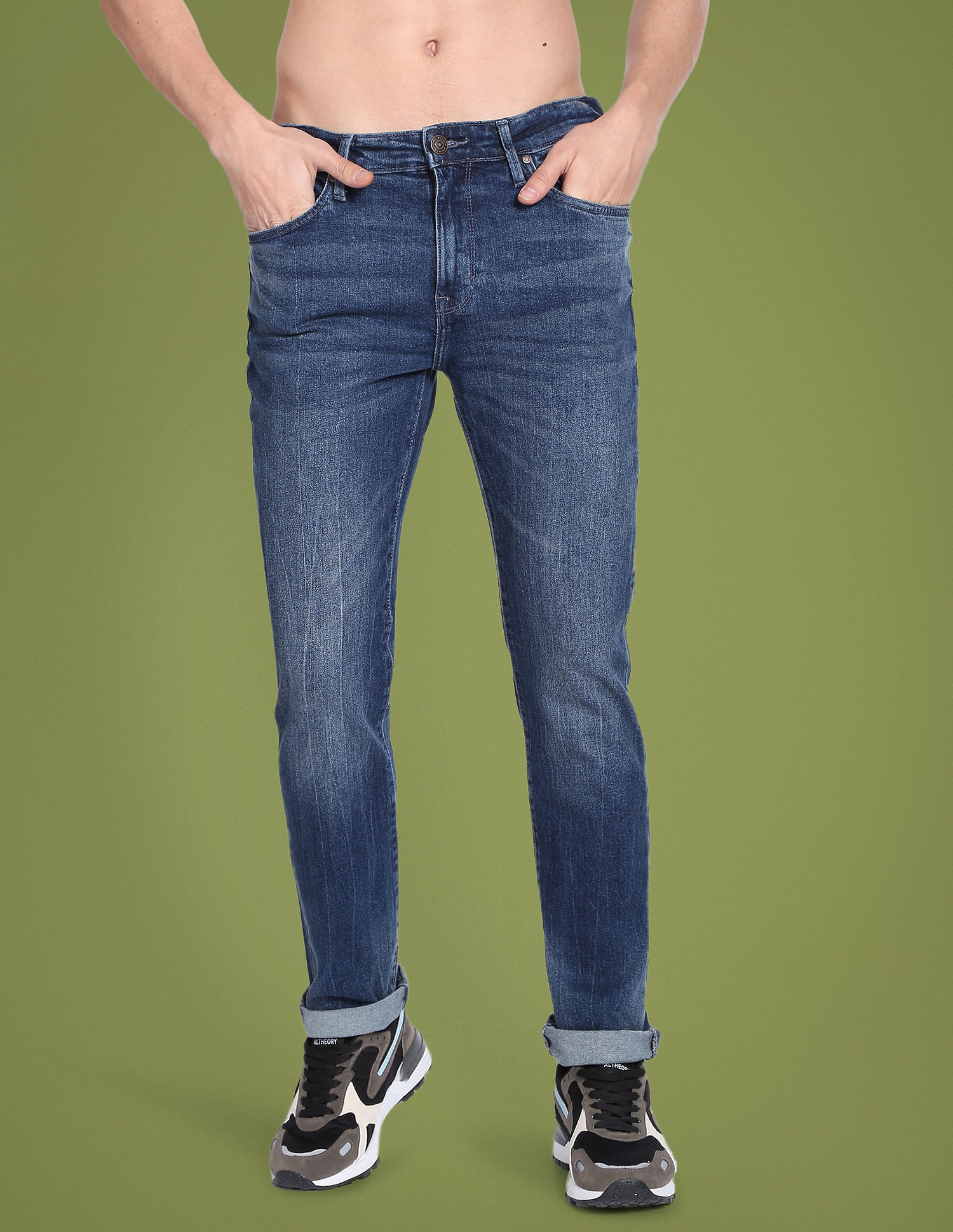 Flying Machine Freddie Slim Straight Fit Mid Rise Jeans
