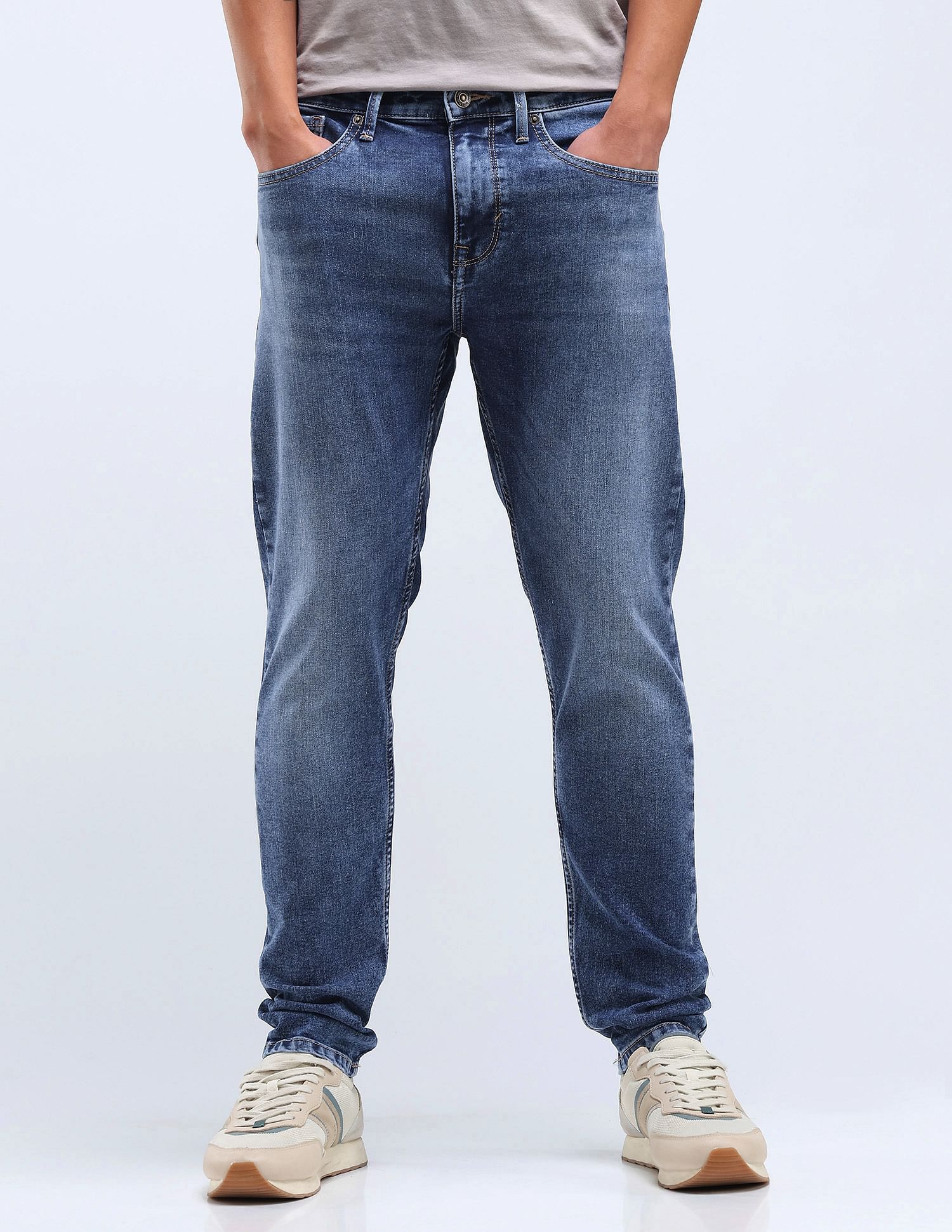 Flying Machine Slash Slim Tapered Stone Wash Jeans