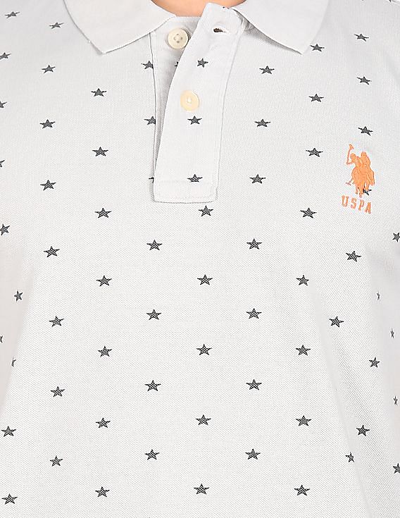 U.S. Polo Assn. Ribbed Collar Printed Polo Shirt