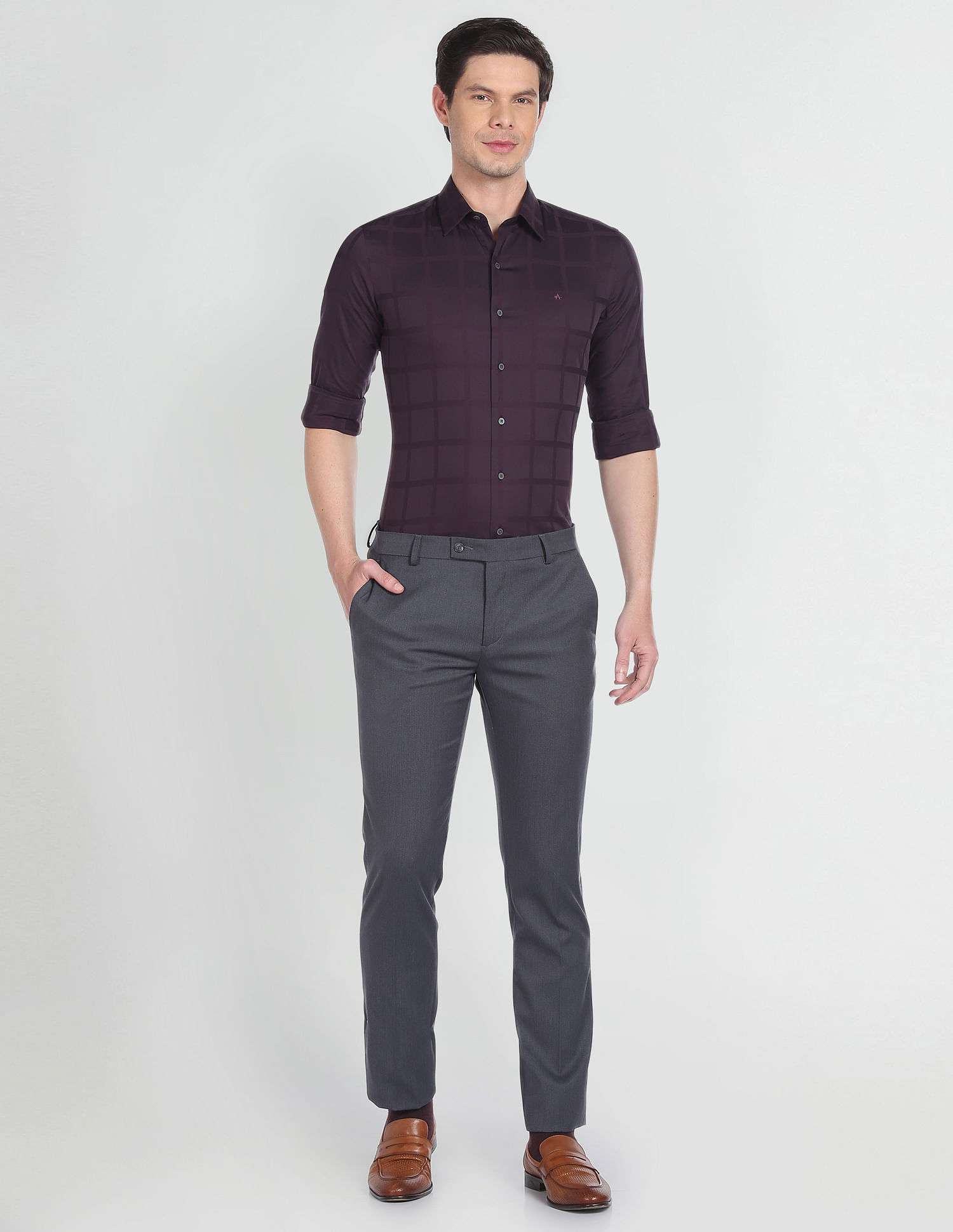 Arrow Newyork Windowpane Check Twill Shirt