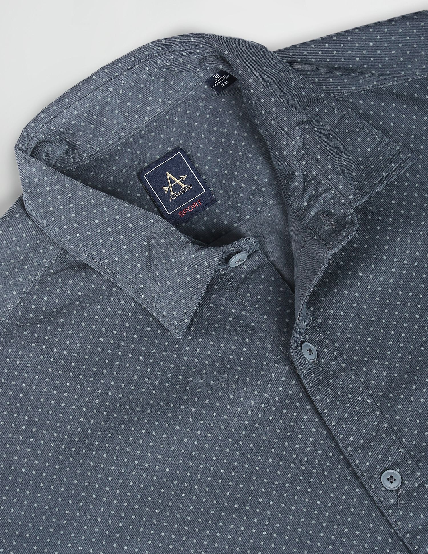 Arrow Sports Polka Dot Print Corduroy Shirt