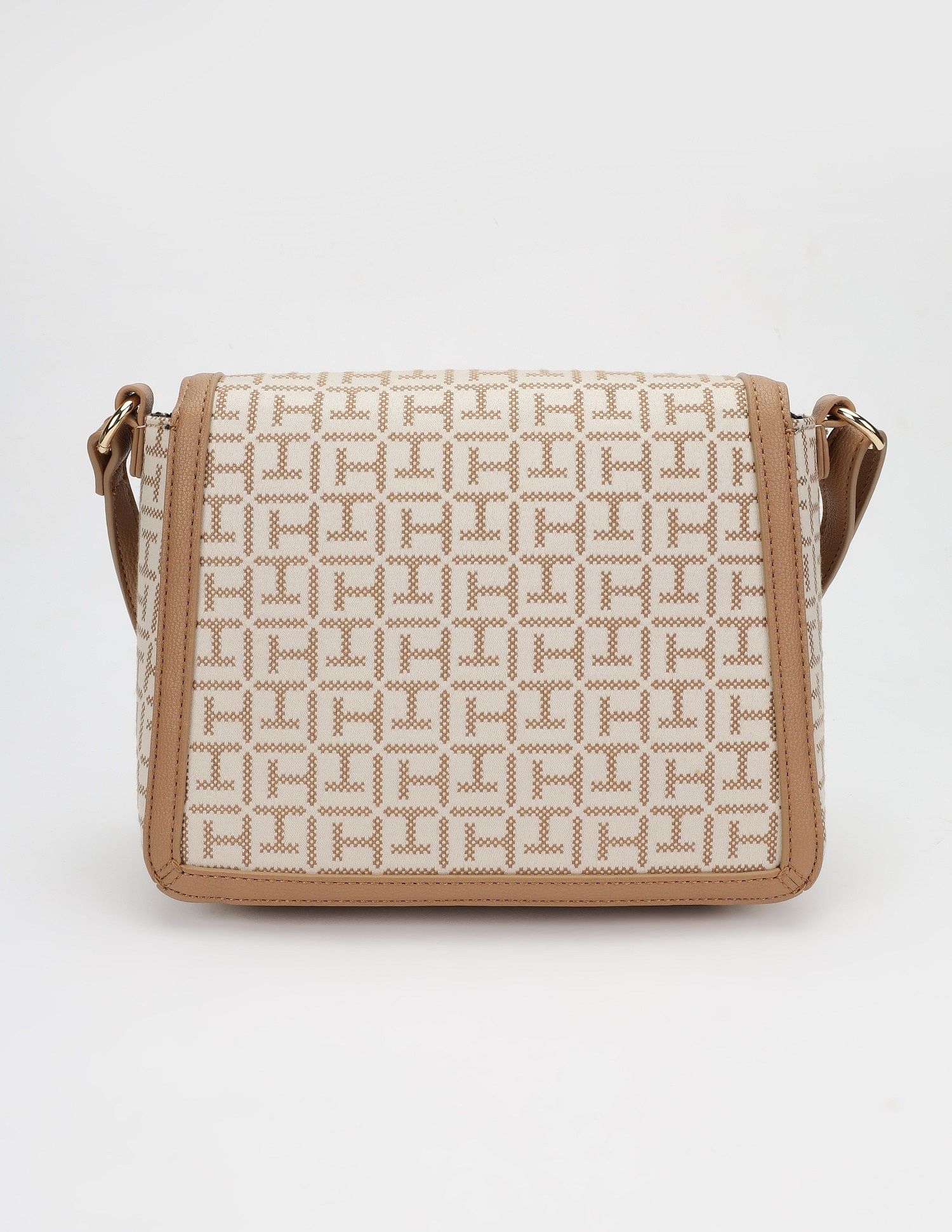 Tommy Hilfiger Logo Brown Polyester Sling Bag