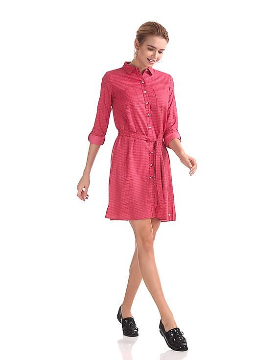 U.S. Polo Assn. Women Geometric Printed Shirt Dress