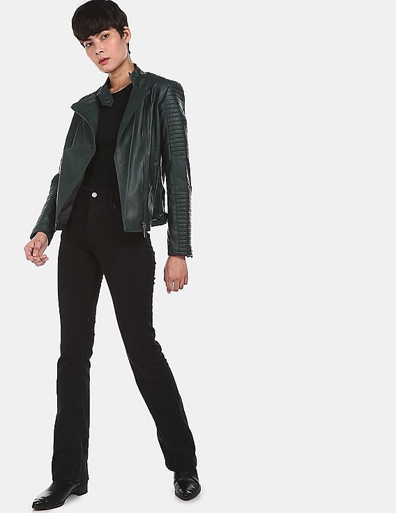 U.S. Polo Assn. Women Asymmetric Zipper Solid Biker Jacket