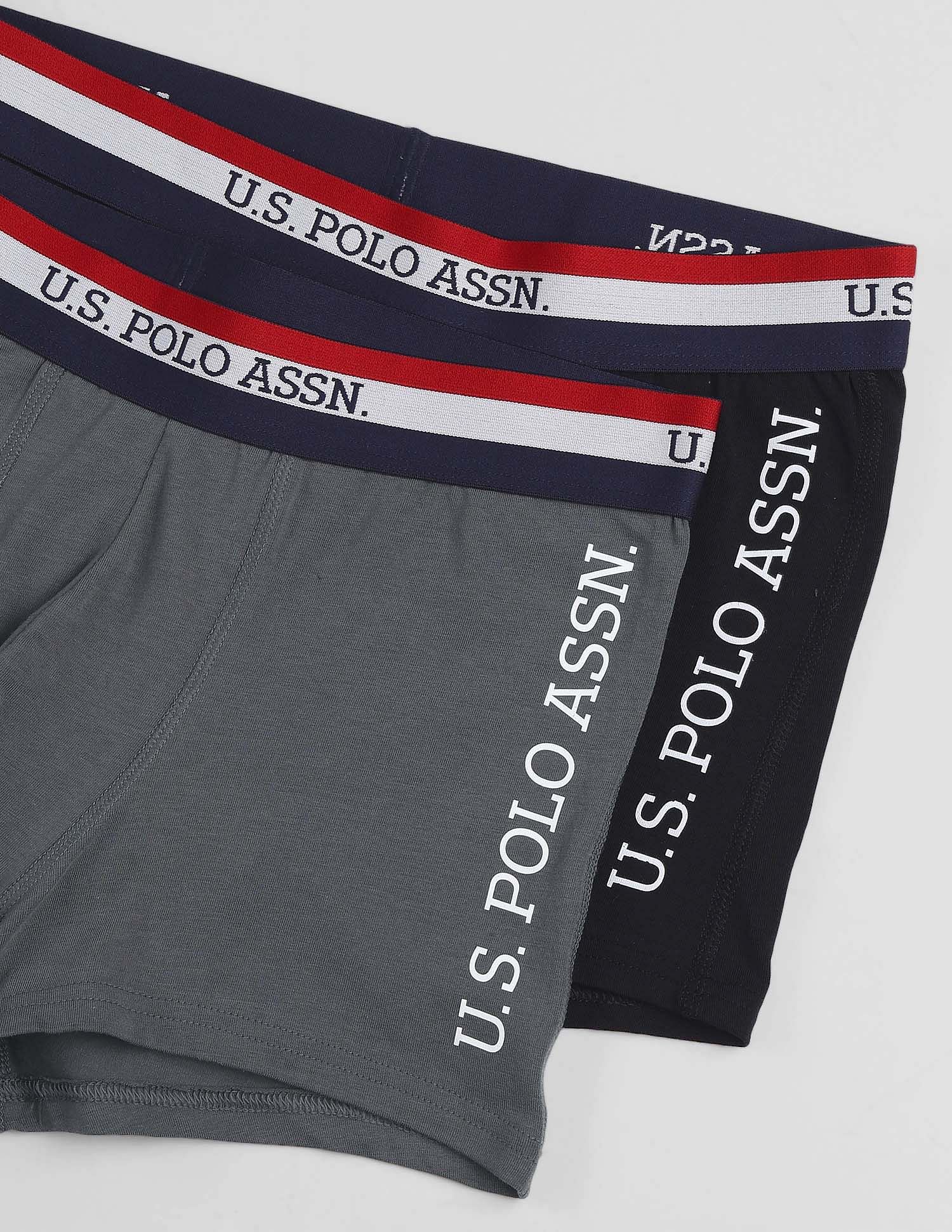U.S. Polo Assn. Solid Antibacterial ET002 Trunks - Pack Of 2