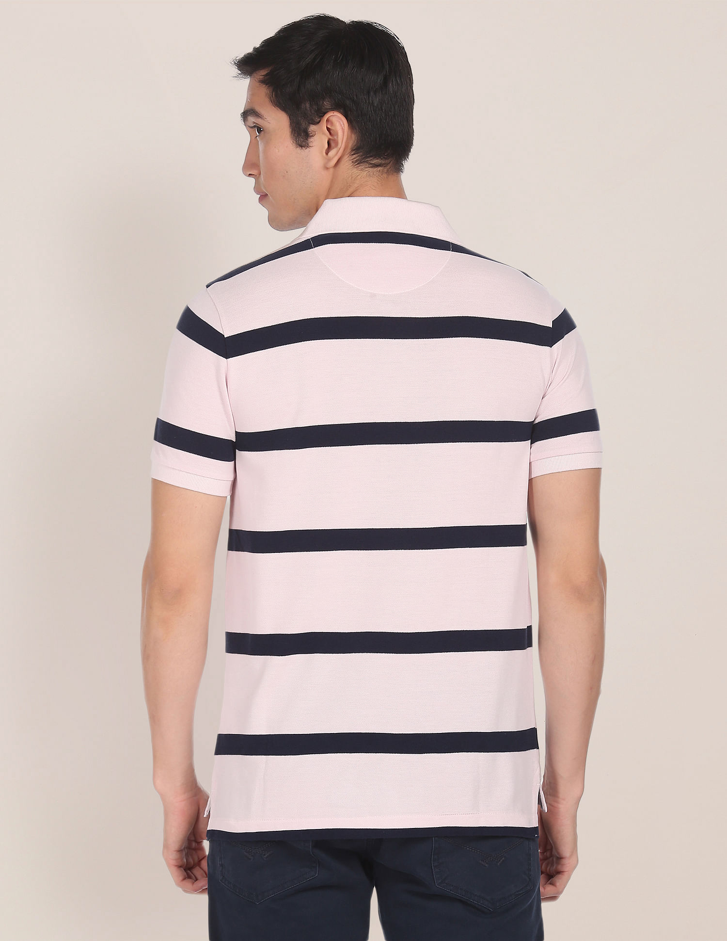 U.S. Polo Assn. Ribbed Collar Striped Polo Shirt