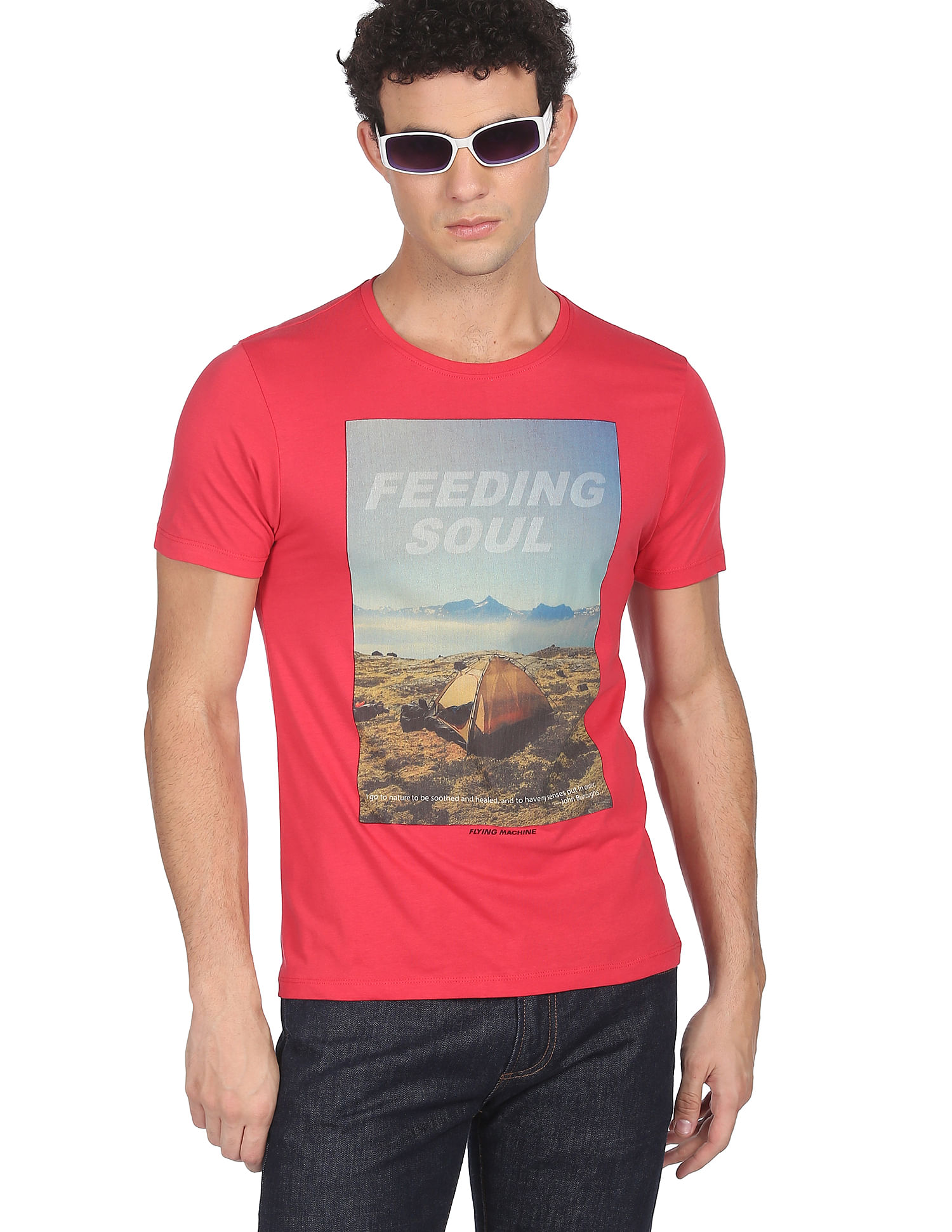 Flying Machine Cotton Graphic Print T-Shirt