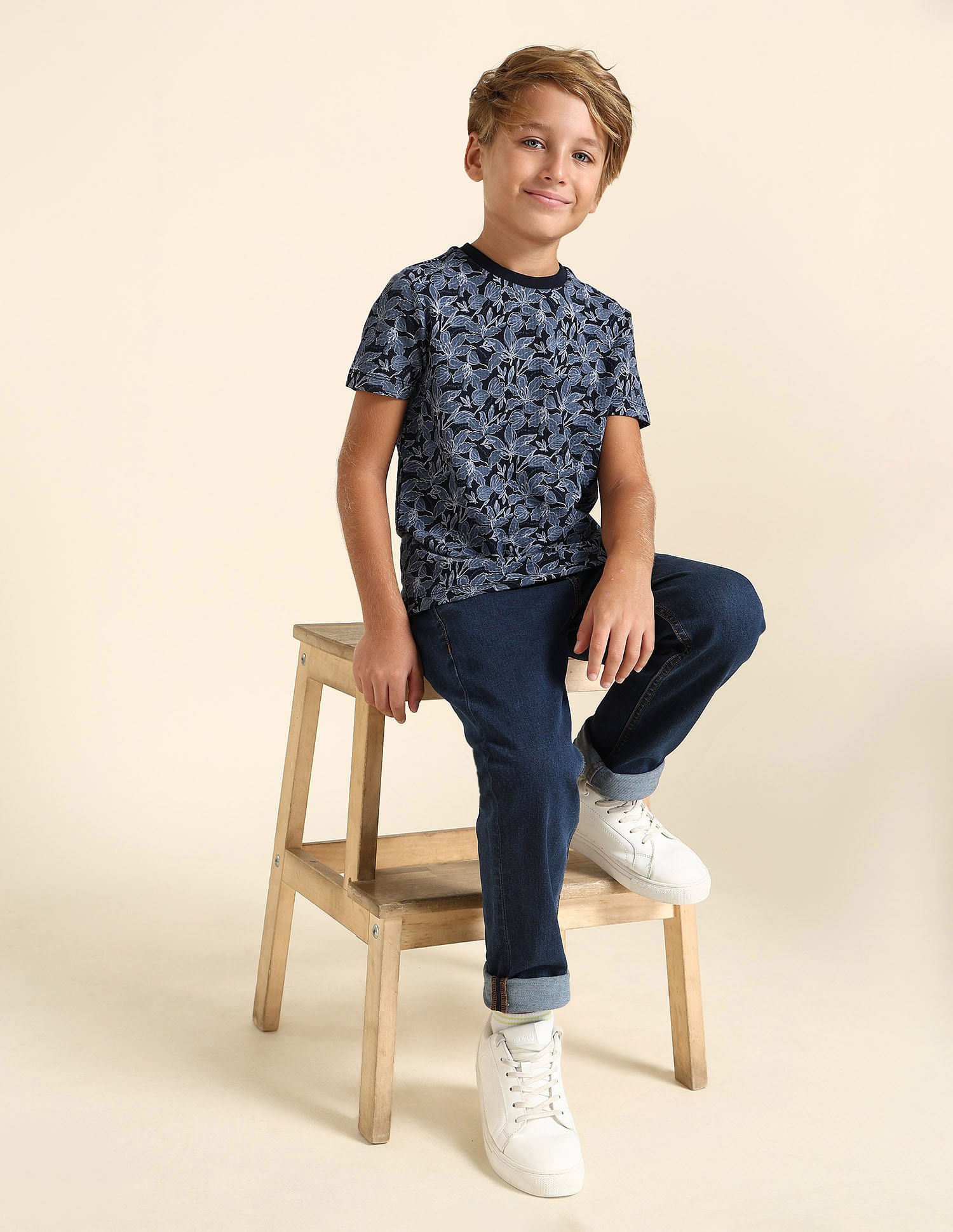 U.S. Polo Assn. Kids Boys All Over Printed Regular Fit T-Shirt