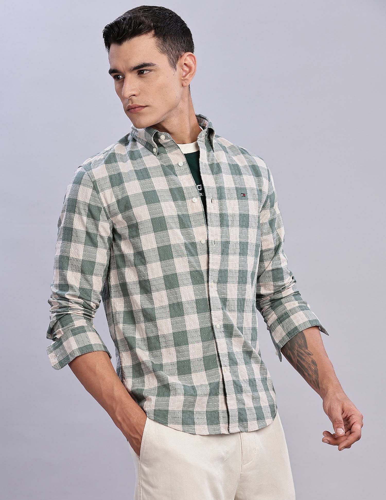 Tommy Hilfiger Checked Regular Fit Plain Woven Shirt