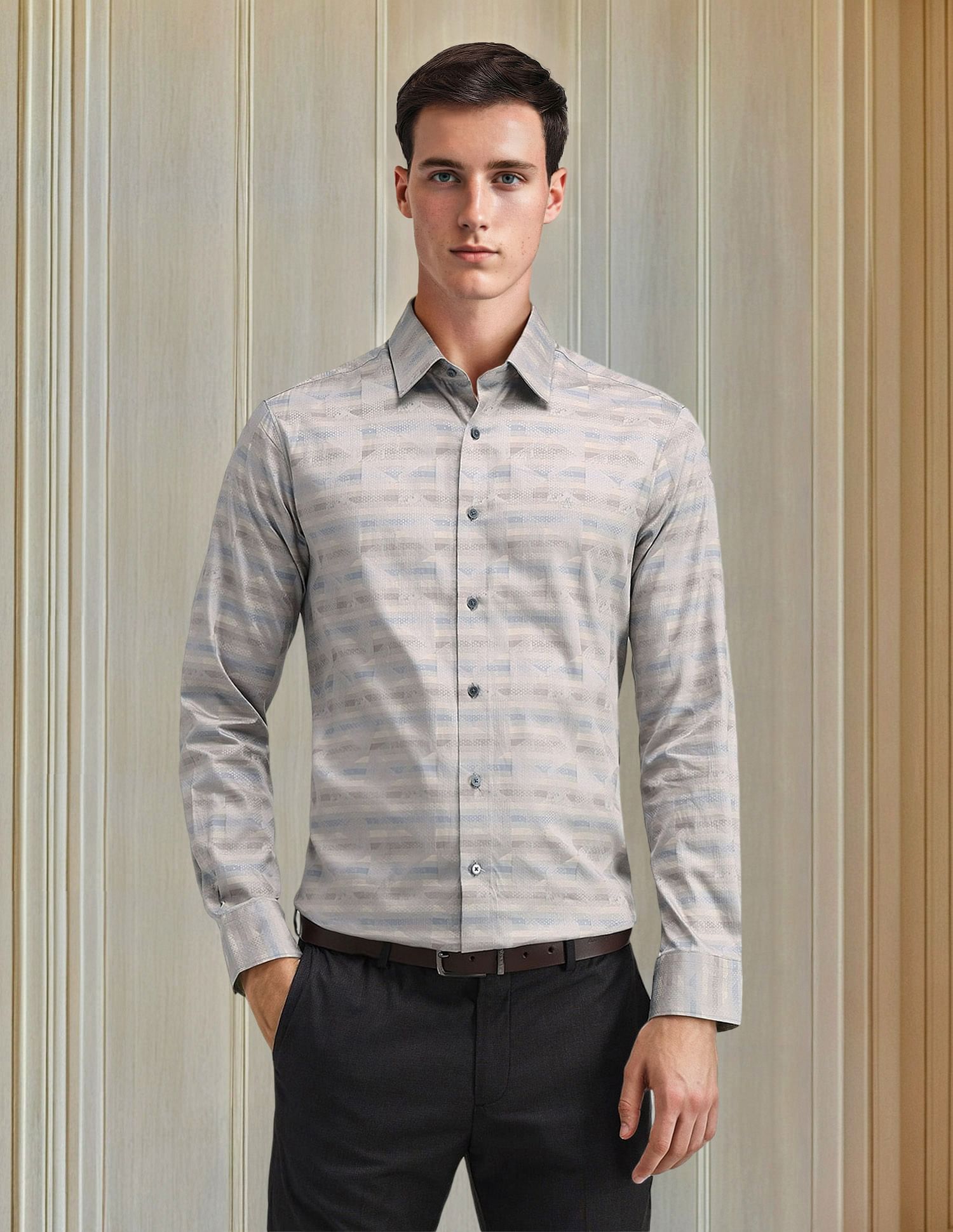 Arrow Manhattan Slim Fit All-over Print Shirt