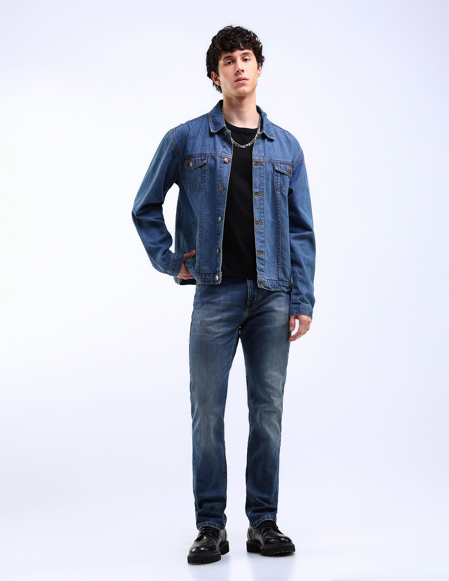 Flying Machine Freddie Slim Straight Fit Stone Wash Jeans