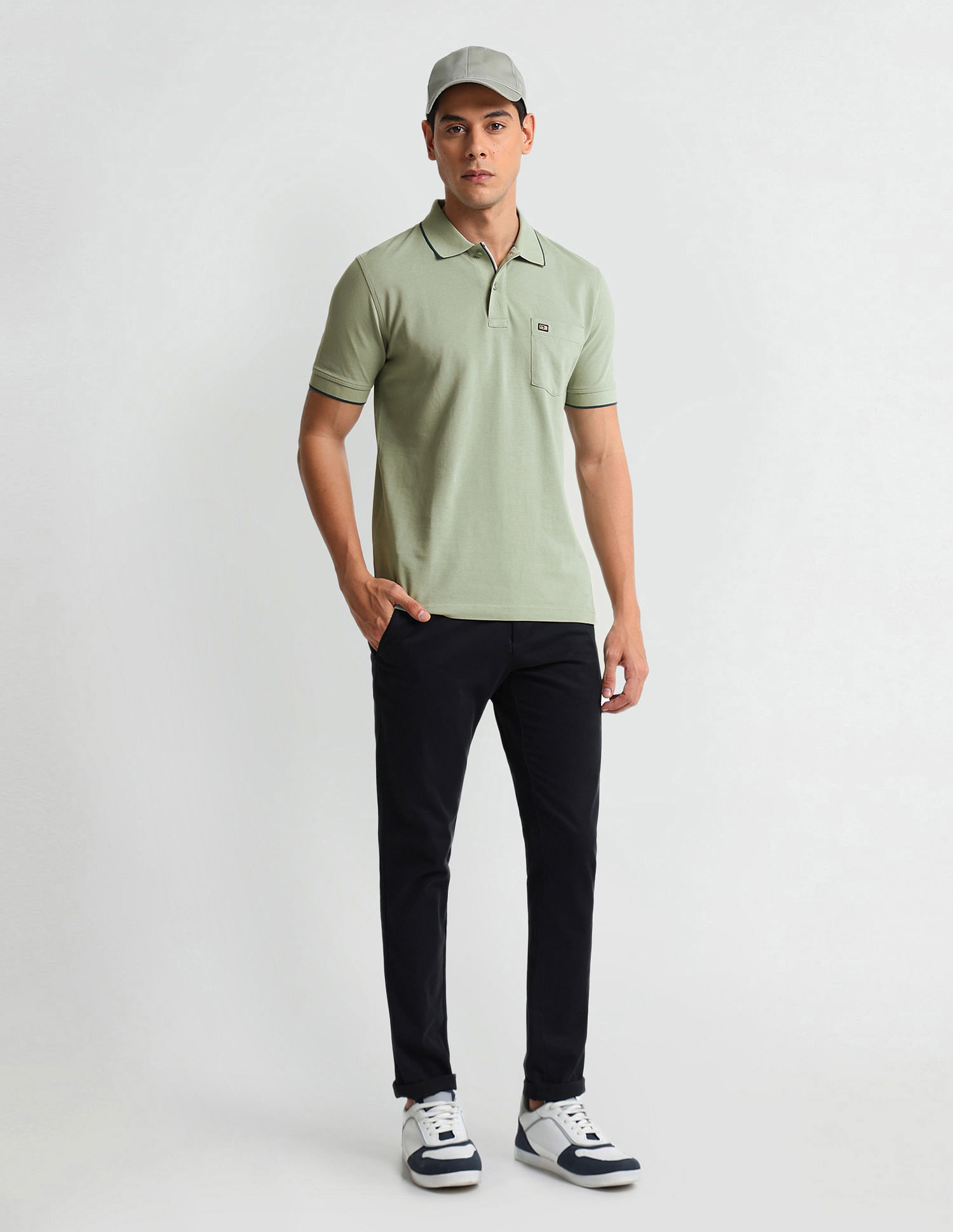 Arrow Sports Tipped Collar Regular Fit Polo Shirt