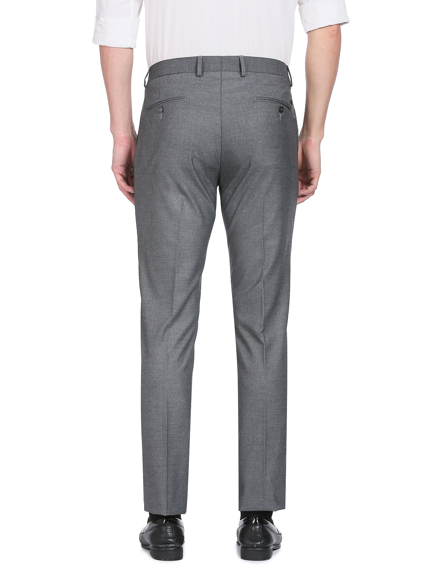 Buy Arrow Flat Front Regular Fit Solid Formal Trousers - NNNOW.com