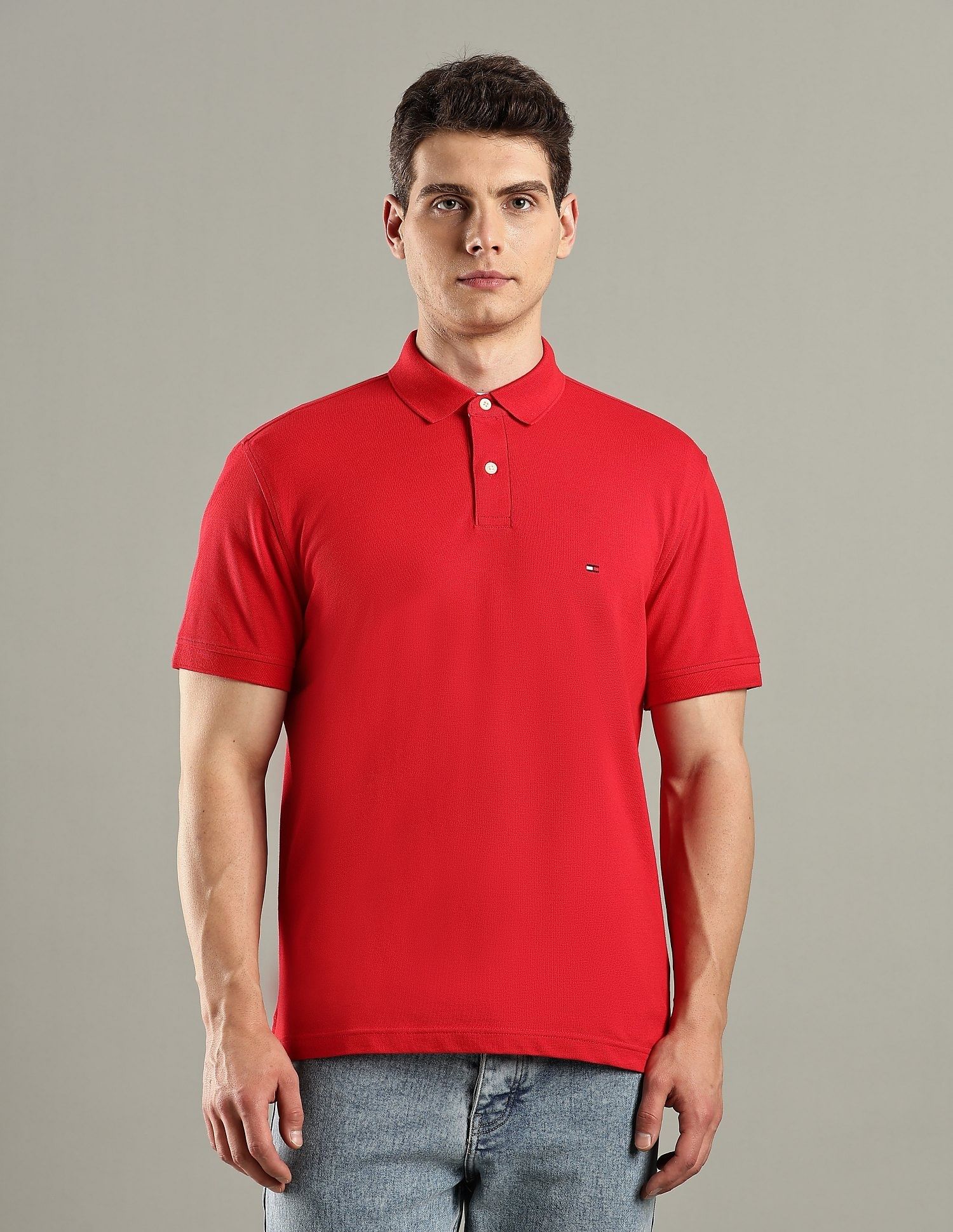 Tommy Hilfiger Solid Regular-Fit Cotton Polo T-Shirt