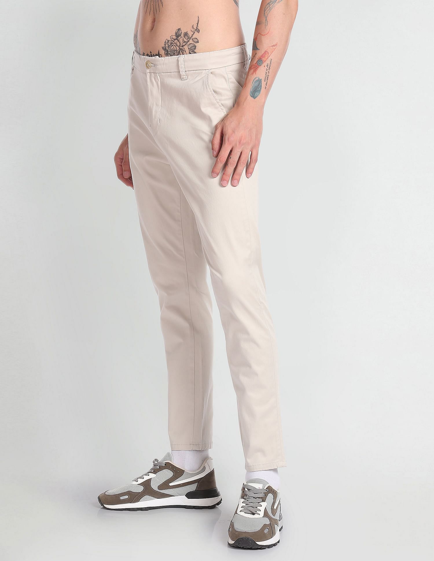 Flying Machine Mid Rise Slim Tapered Trousers