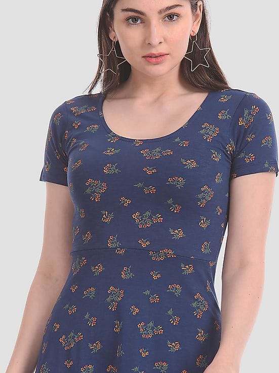 Buy Aeropostale Blue Floral Print Fit And Flare Dress