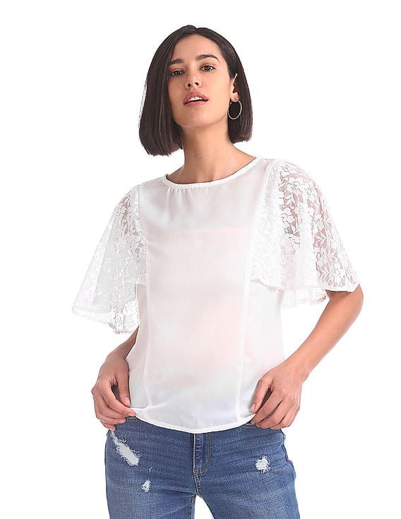 lace flutter sleeve top