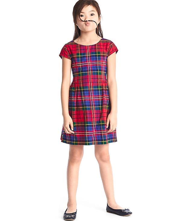 Buy GAP Girls Girls Red Plaid Fit And Flare Flannel Dress - NNNOW.com