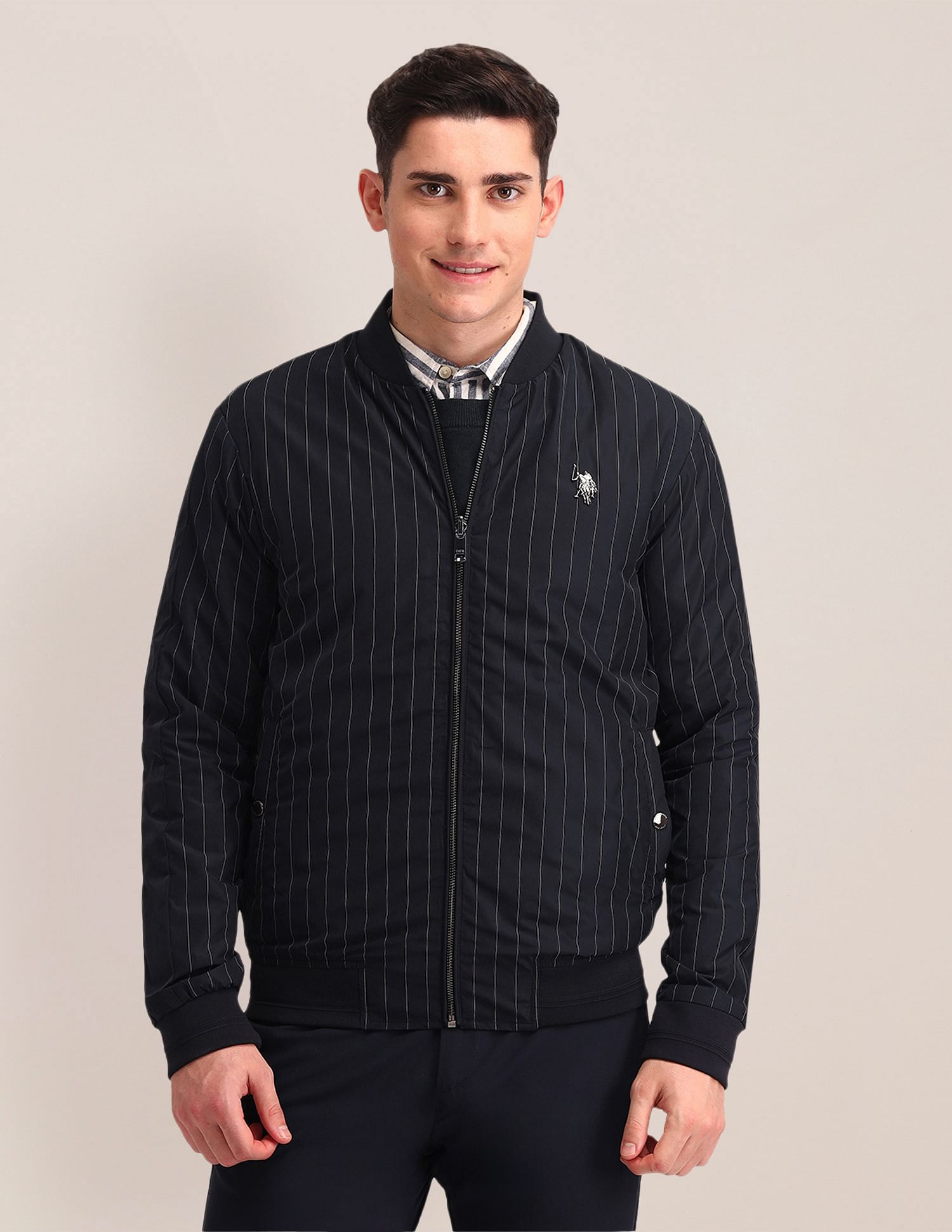 U.S. Polo Assn. Regular Fit Striped Bomber Jacket