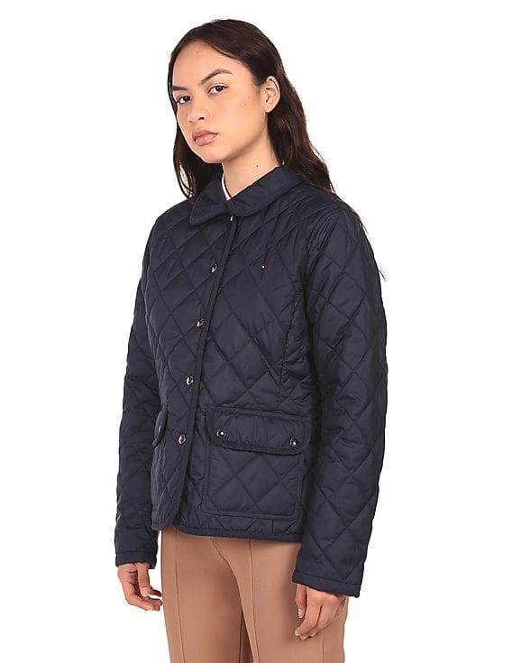Buy Tommy Hilfiger Women Navy Long Sleeve Solid Quilted