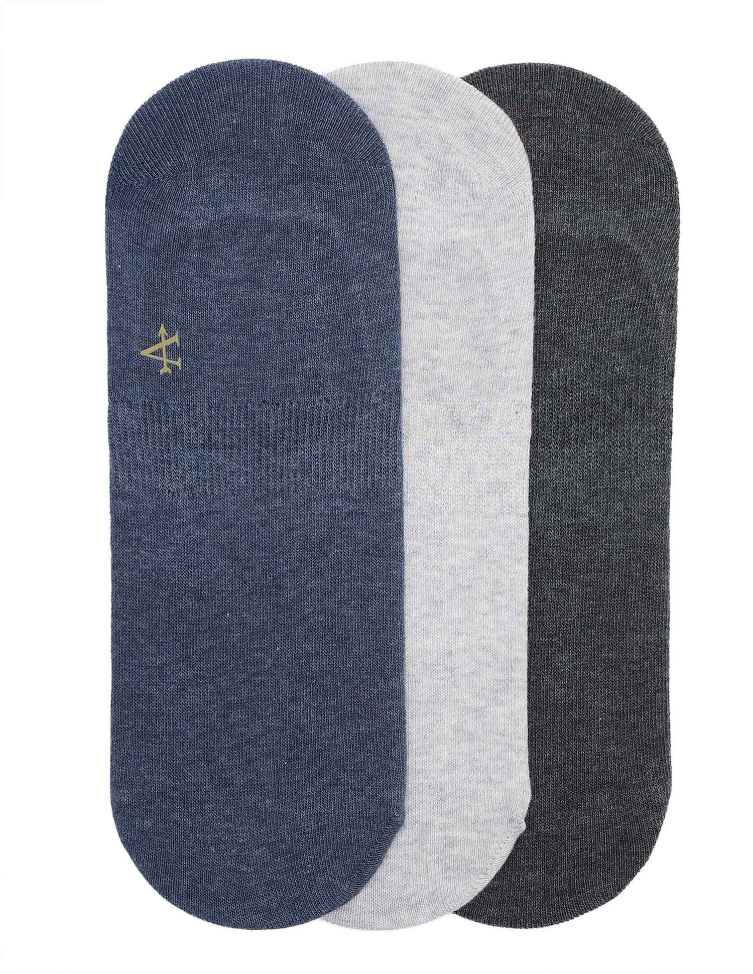 Arrow Solid No Show Cotton Socks - Pack Of 3