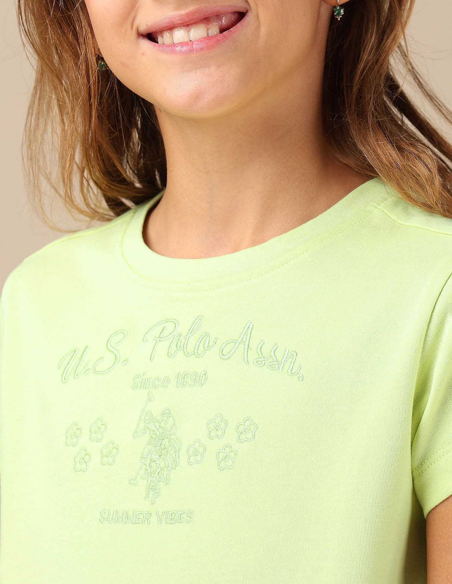 U.S. Polo Assn. Kids Girls Brand Embroidered Blousan T-Shirt