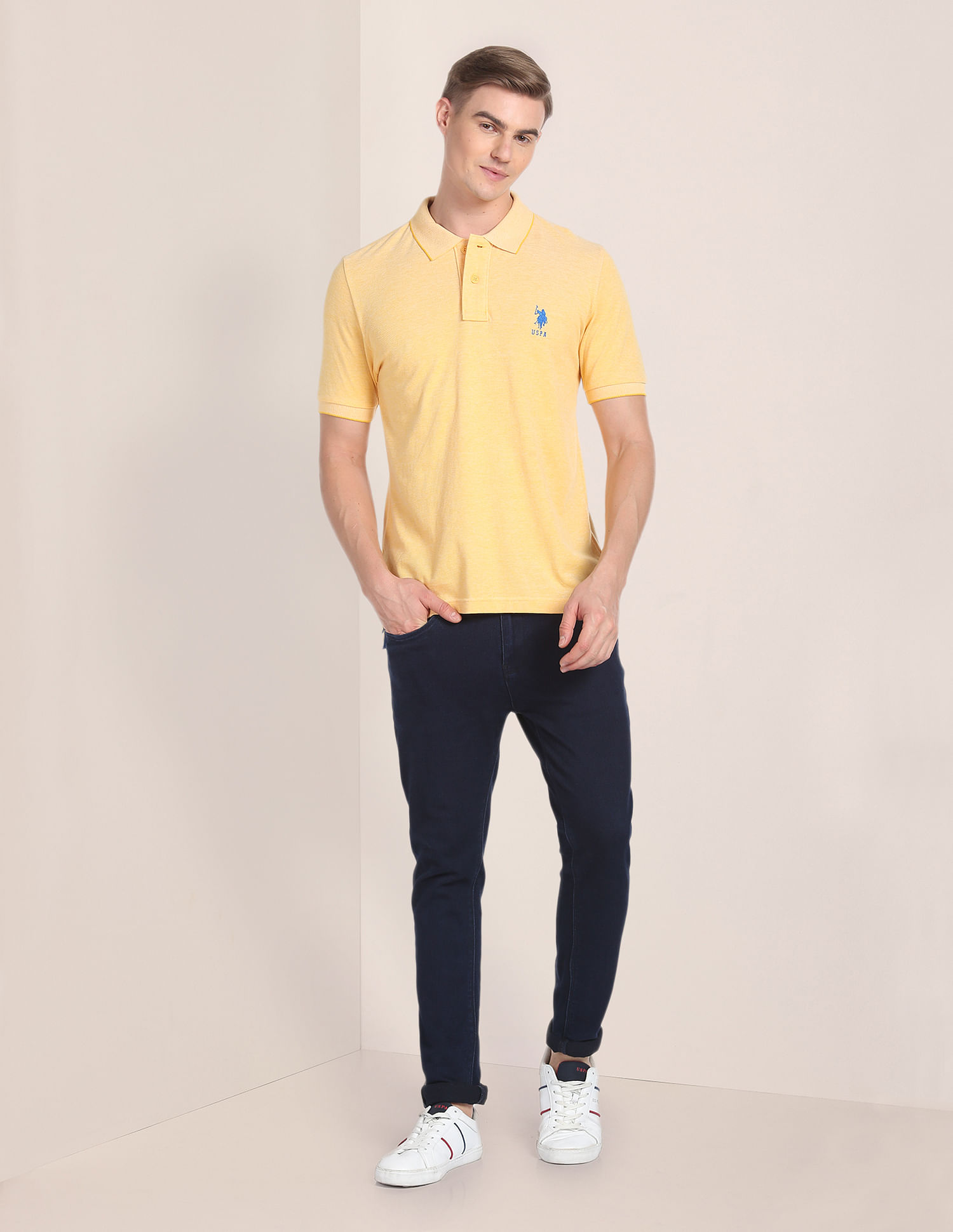 U.S. Polo Assn. Tipped Collar Heathered Polo Shirt