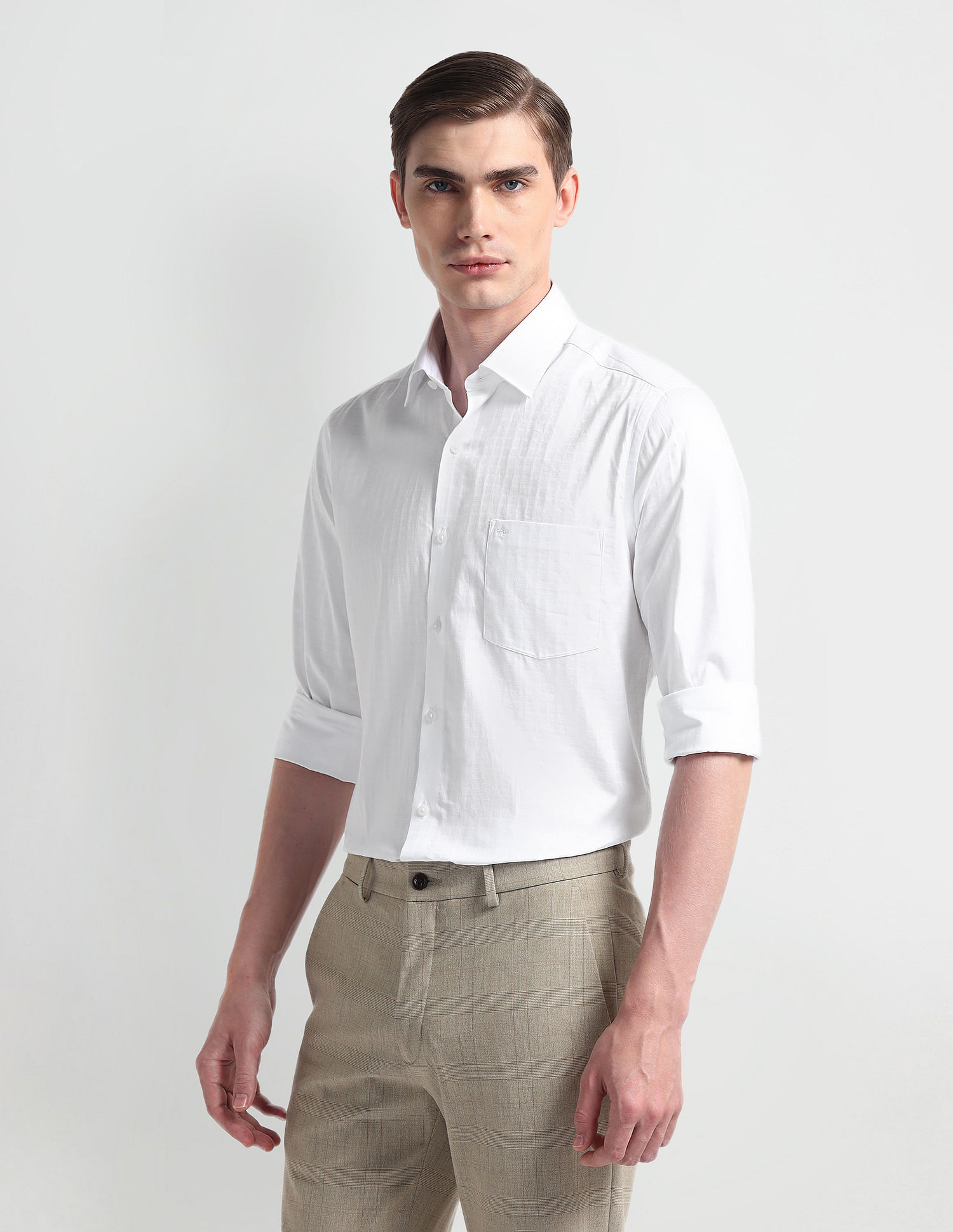 Arrow Manhattan Slim Self-design Dobby Shirt