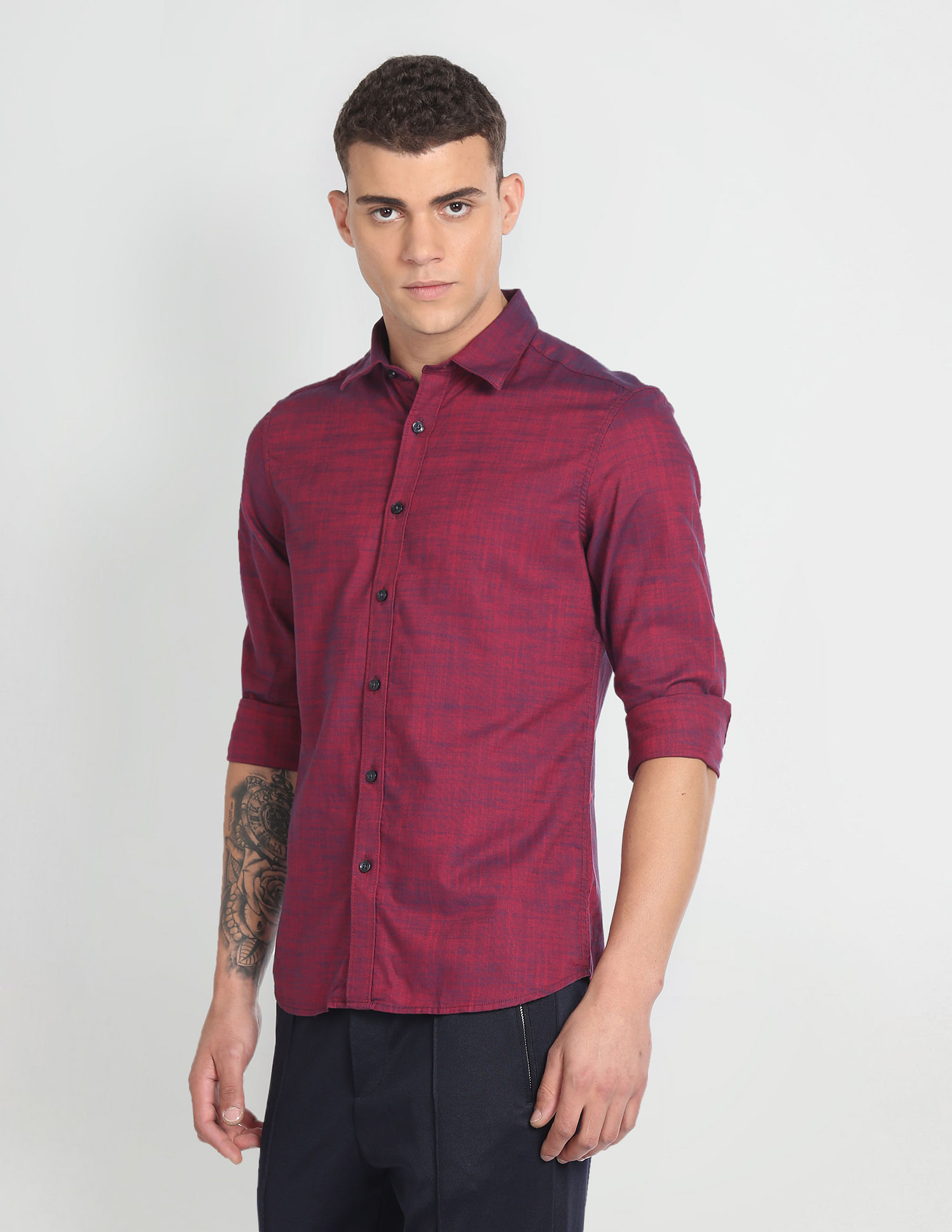 Flying Machine Two Tone Oxford Slim Shirt